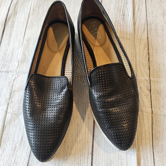 Franco Sarto Size 9 black almond toe Perforated comfortable Slip On - Picture 1 of 10